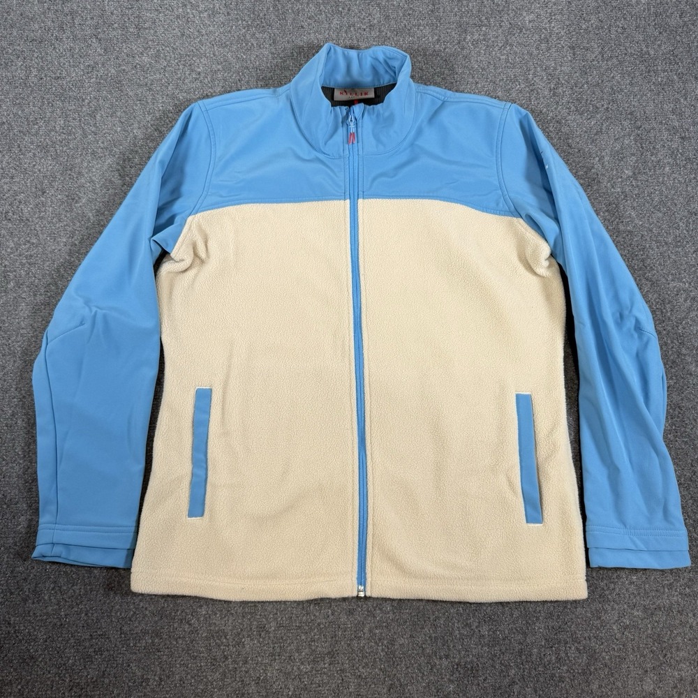 Killik Jacket Mens Large Blue Cream Full Zip‎ Outdoors Hiking Fleece Long Sleeve